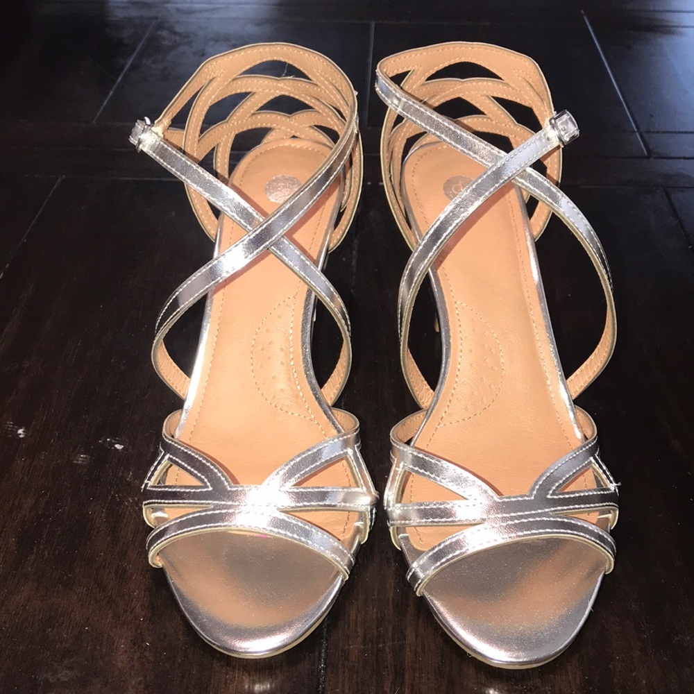 Brand new strappy silver heels